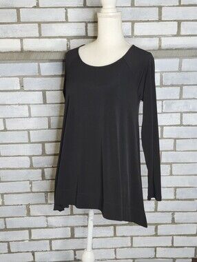 • Chico's Women's Long Sleeve Liquid Knit Relaxed Fit Top Size 0 Small Black